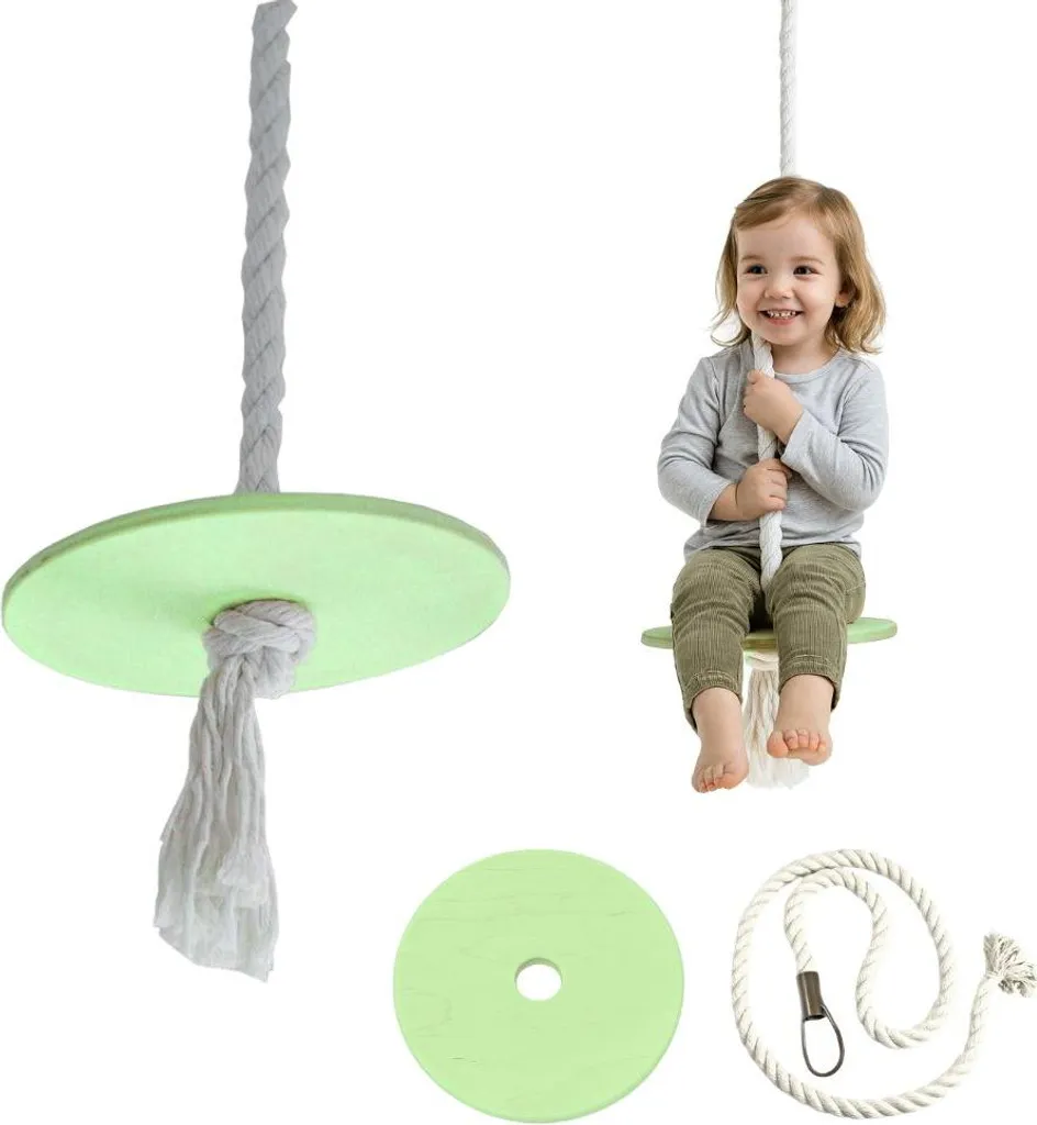 Altalena per Bambini in Legno a Piatto | Disco Resistente da Giardino