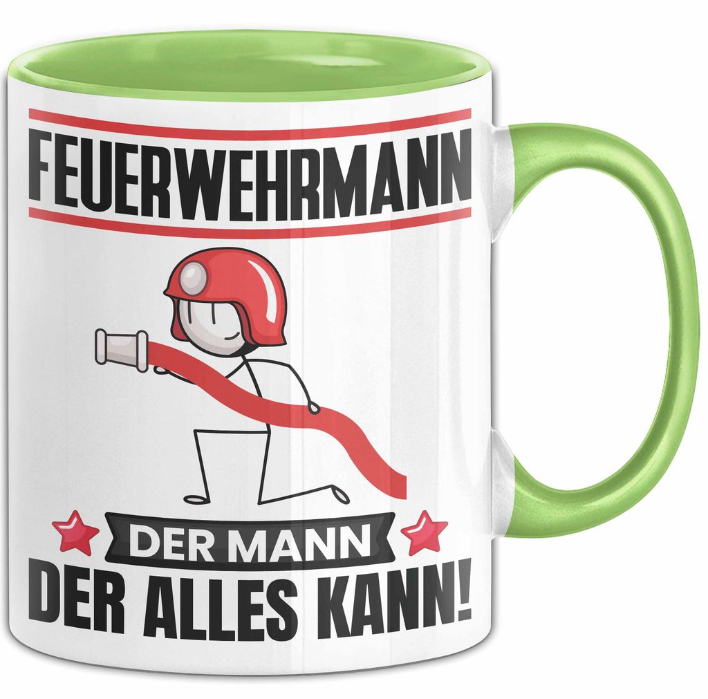 Feuerwehrmann Tasse Geschenk für Feuerwehrmann Der Mann Der Alles Kann Geschenkidee zum Geburtstag (Grün)