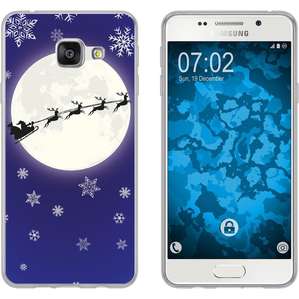 PhoneNatic Case kompatibel mit Samsung Galaxy A7 (2016) A710 Silikon-Hülle X Mas Weihnachten Santa - Snowflakes M4