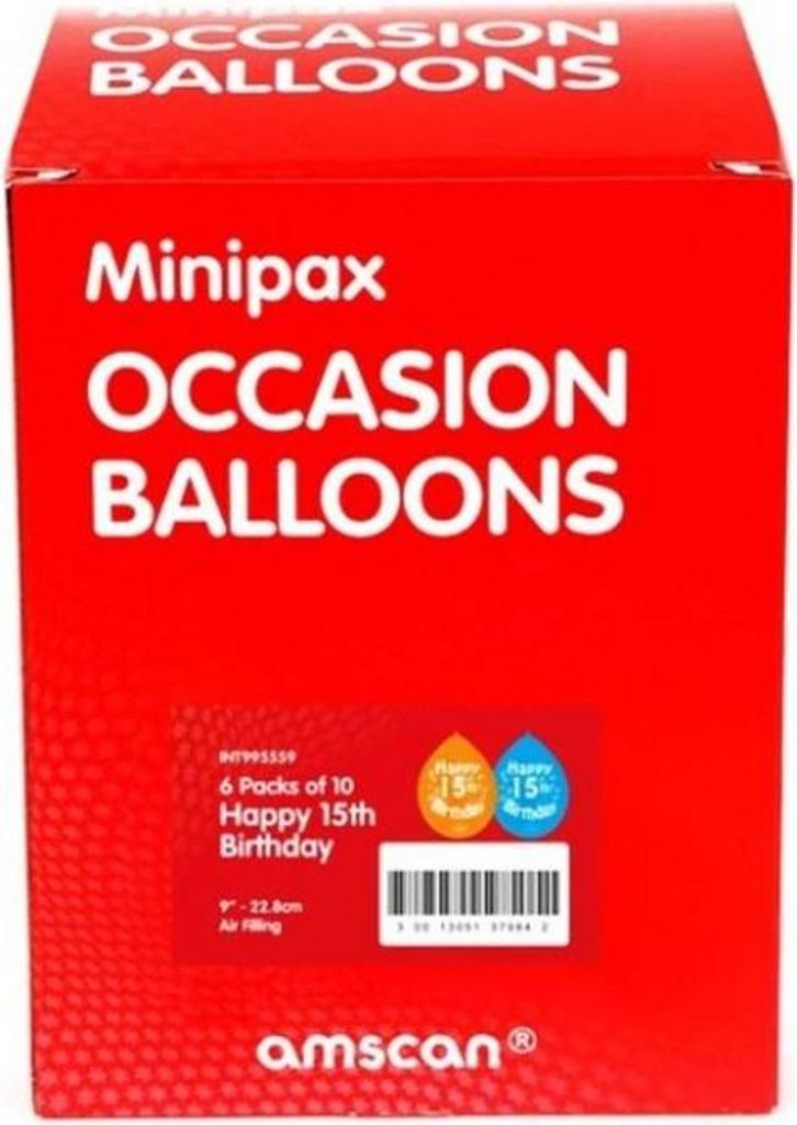 Amscan - Box-Kette - Ballons "Minipax", 6 Geburtstag 6er-Pack - Latex SG38721 (Einheitsgröße) (Rot metallic)