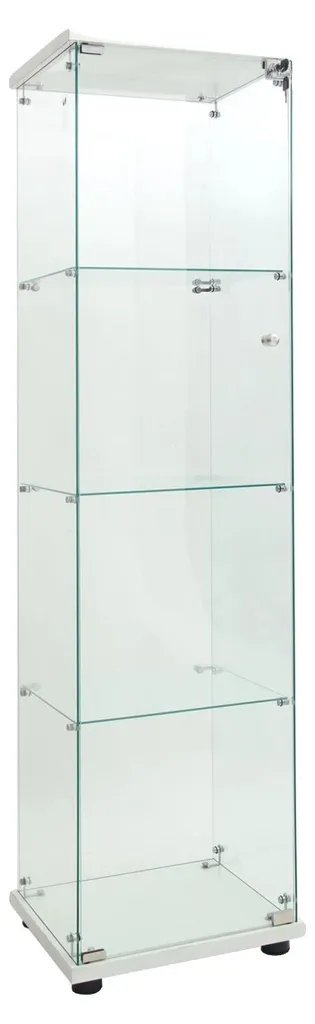 Meuble vitrine d'exposition blanc avec éclairage et 4 niveaux de rangement
