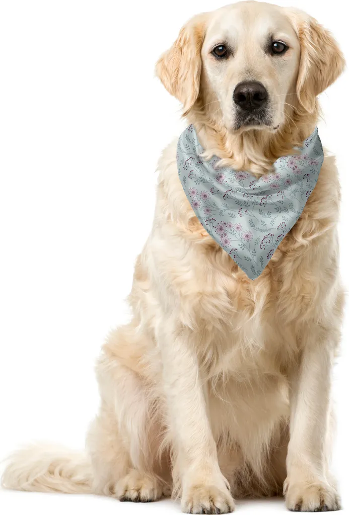 Bandana Cane Lavabile ABAKUHAUS 40x40cm | Stampa Fiori Vintage Blu