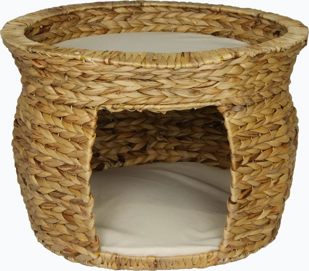 Tour pour chat multifonctionnelle - Niche et lit en jacinthe d'eau naturelle