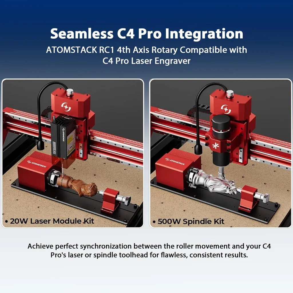 Axe Rotatif Précis ATOMSTACK RC1 pour Gravure 360° sur CNC C4 PRO - 6