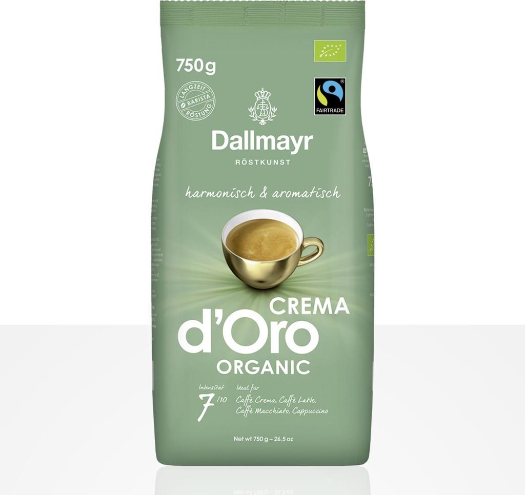 Dallmayr Crema d'Oro Organic 4 x 750g Kaffeebohnen, 100% Arabica