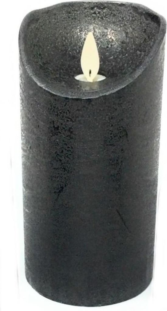 LED echtwachs Stumpenkerze 15 cm ANTHRAZIT Timer bewegliche Flamme Kerze Teelicht