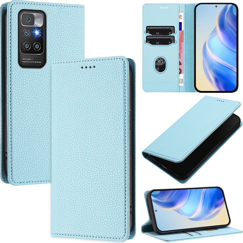 Litchi Leder Handyhülle für Xiaomi Redmi 10 Wallet Produktbild 