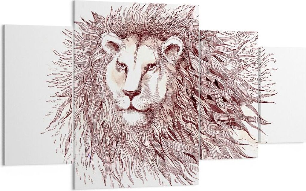 Bild auf Leinwand - Leinwandbild - Löwe König Tierwelt Pelz - 160x90cm - Wand Bild - Wanddeko - Leinwanddruck - Bilder - Kunstdruck - Wanddekorat...