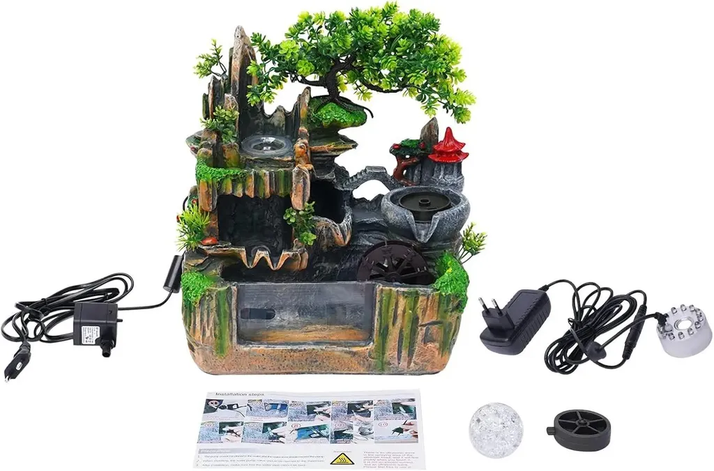 Fontaine de table décorative avec boule de verre et éclairage LED doux - 7
