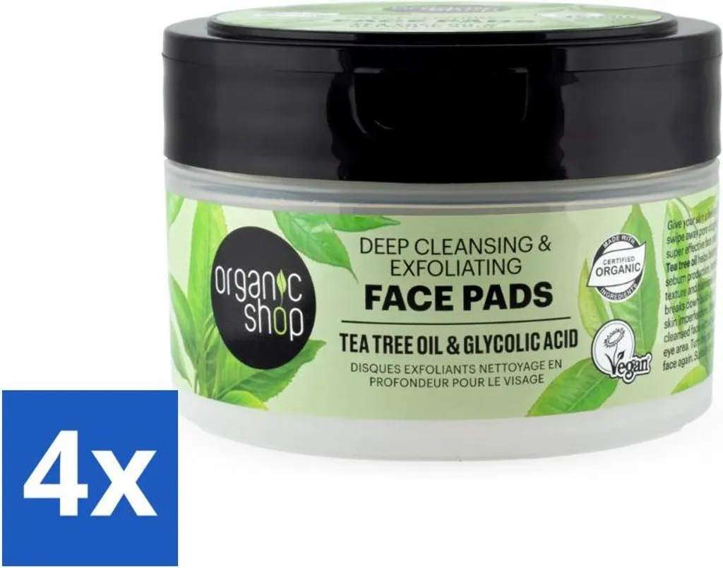 Dischetti Viso Organic Shop Tea Tree & Glicolico - Offerta 4 Pack