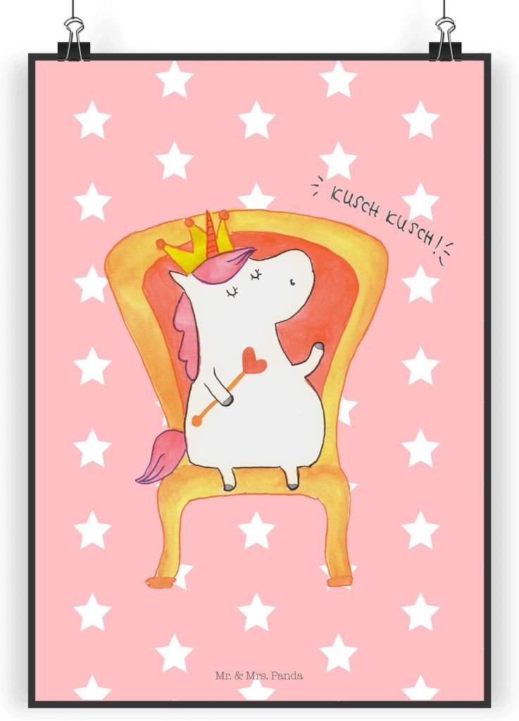 Mr. & Mrs. Panda Bild Einhorn Prinzessin DIN A5 - Rot Pastell - Geschenk, drucke, Geburtstagsgeschenk, Design Poster, Monat, Kunstdruck, Geburtstag...