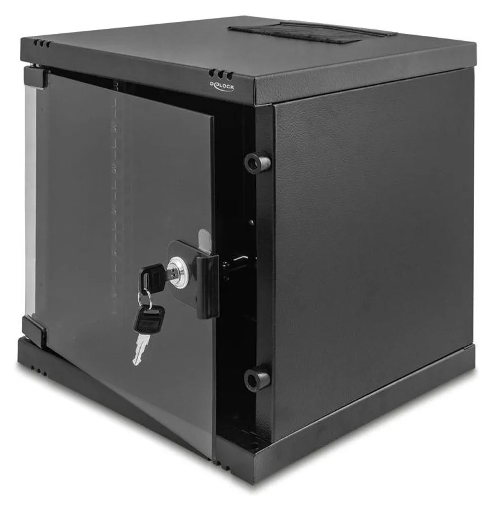 Baie de brassage 10 pouces 6U Delock avec porte en verre noir 240mm