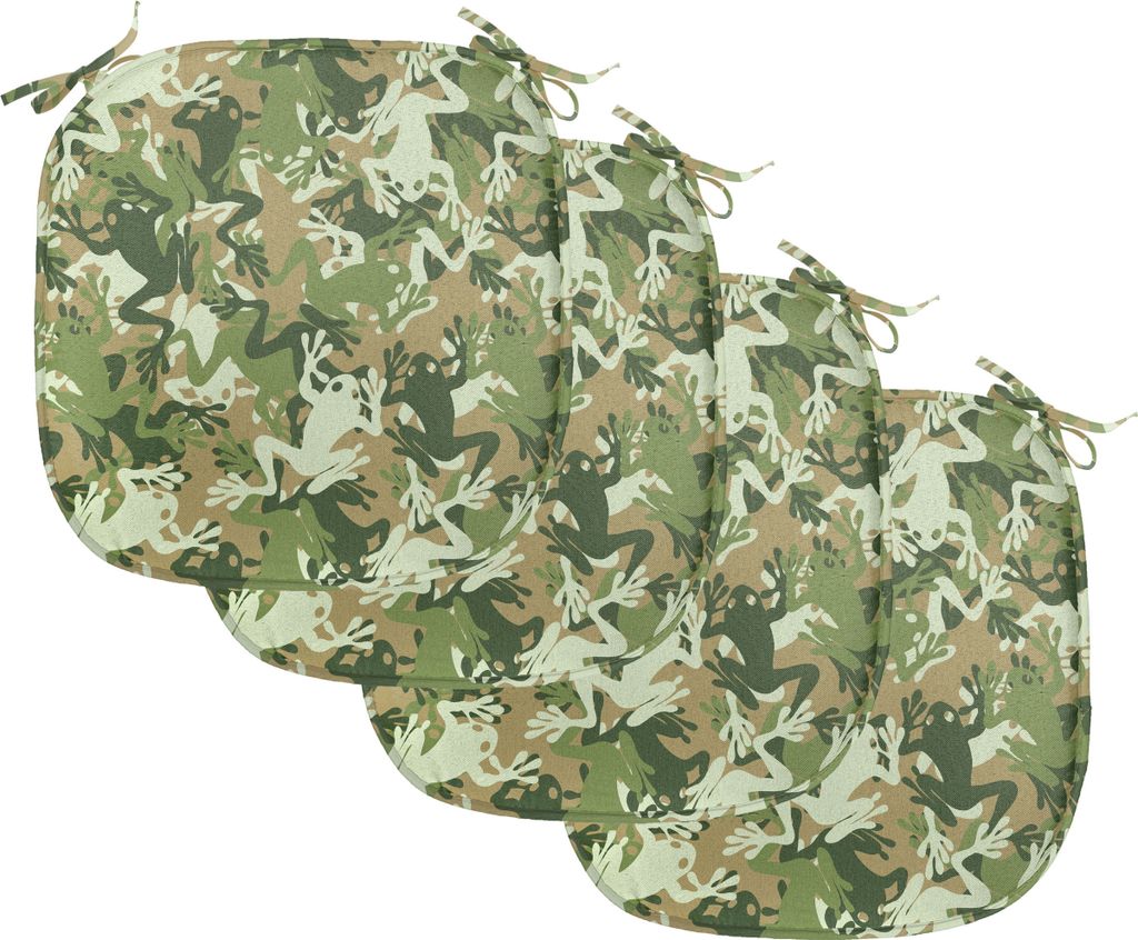 ABAKUHAUS Tier Polster für Esszimmerstühle, Schädel-Camouflage-Design, Dekoratives wasserfestes Kissen mit Riemen für Küchensitze, 40 cm x 40 ...