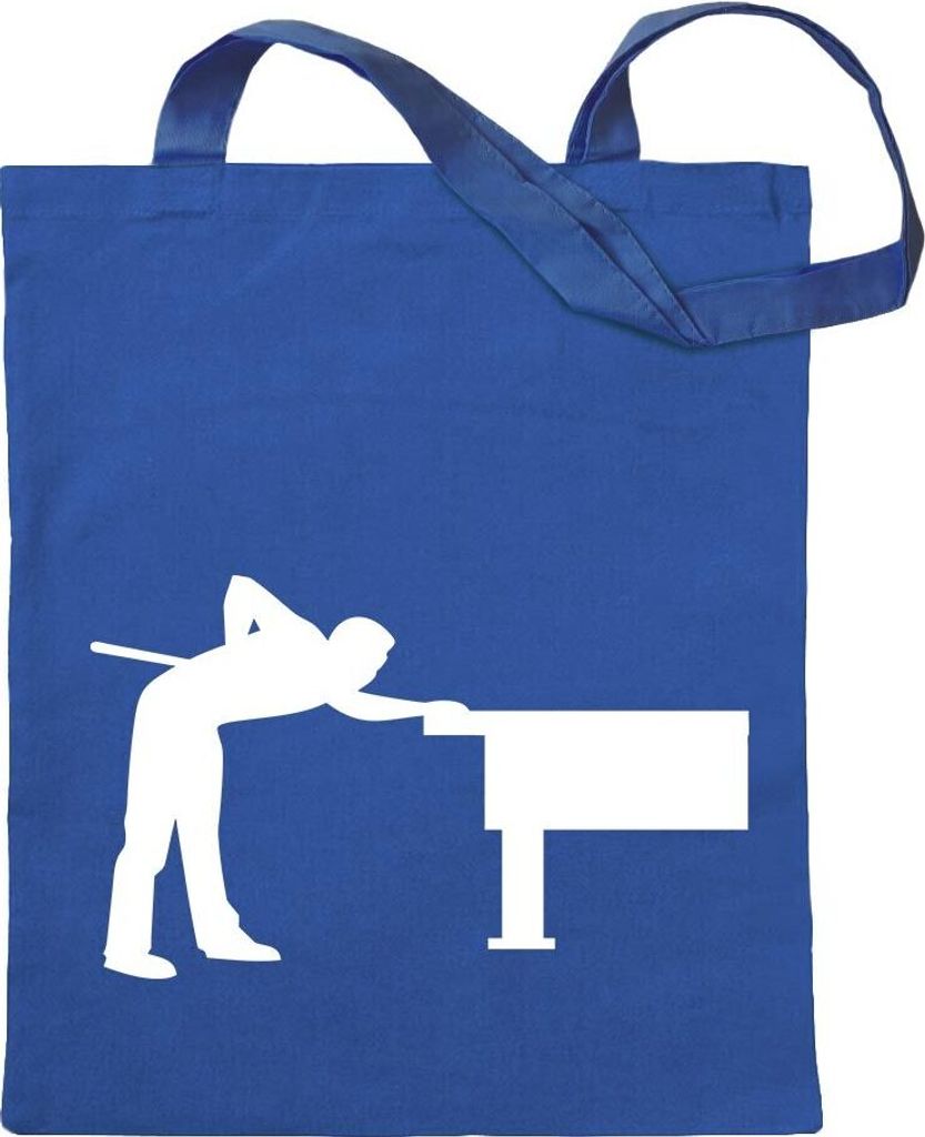 Kiwistar - Baumwolltasche - royalblau - Billard Pool Spieler Figur - Tragetasche Stoffbeutel Umhängetasche Langer Henkel