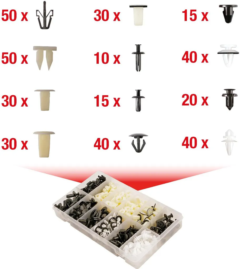 KS TOOLS 420.0500 Jeu de clips de fixation Mitsubishi - Coffret 370 pcs