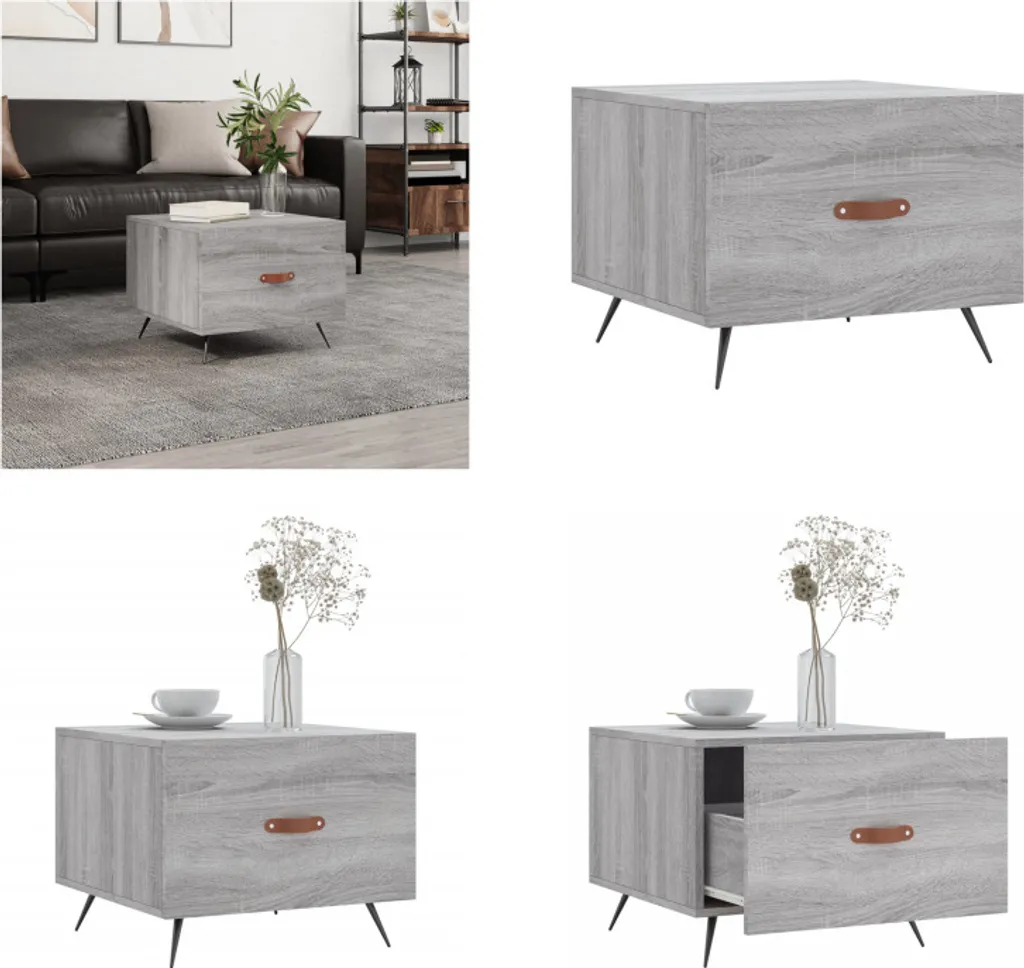Tavolino Grigio Sonoma 50x50x40 cm - Mobile Soggiorno vidaXL in Legno