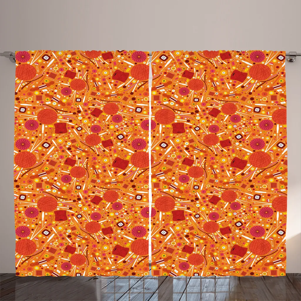 Rideau ABAKUHAUS rustique orange croquis de couture 280 x 225 cm