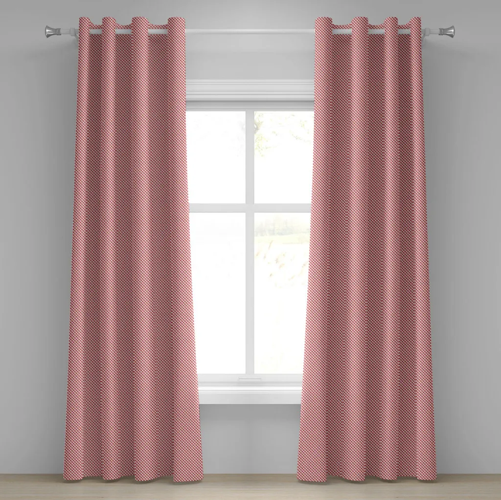 Rideaux occultants décoratifs à motifs géométriques corail et rose
