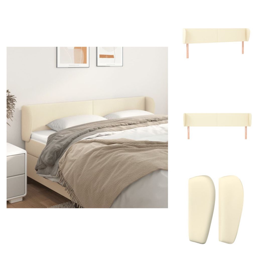 vidaXL Kopfteil mit Ohren Creme 183x23x78/88 cm Kunstleder - Kopf- & Fußenden
