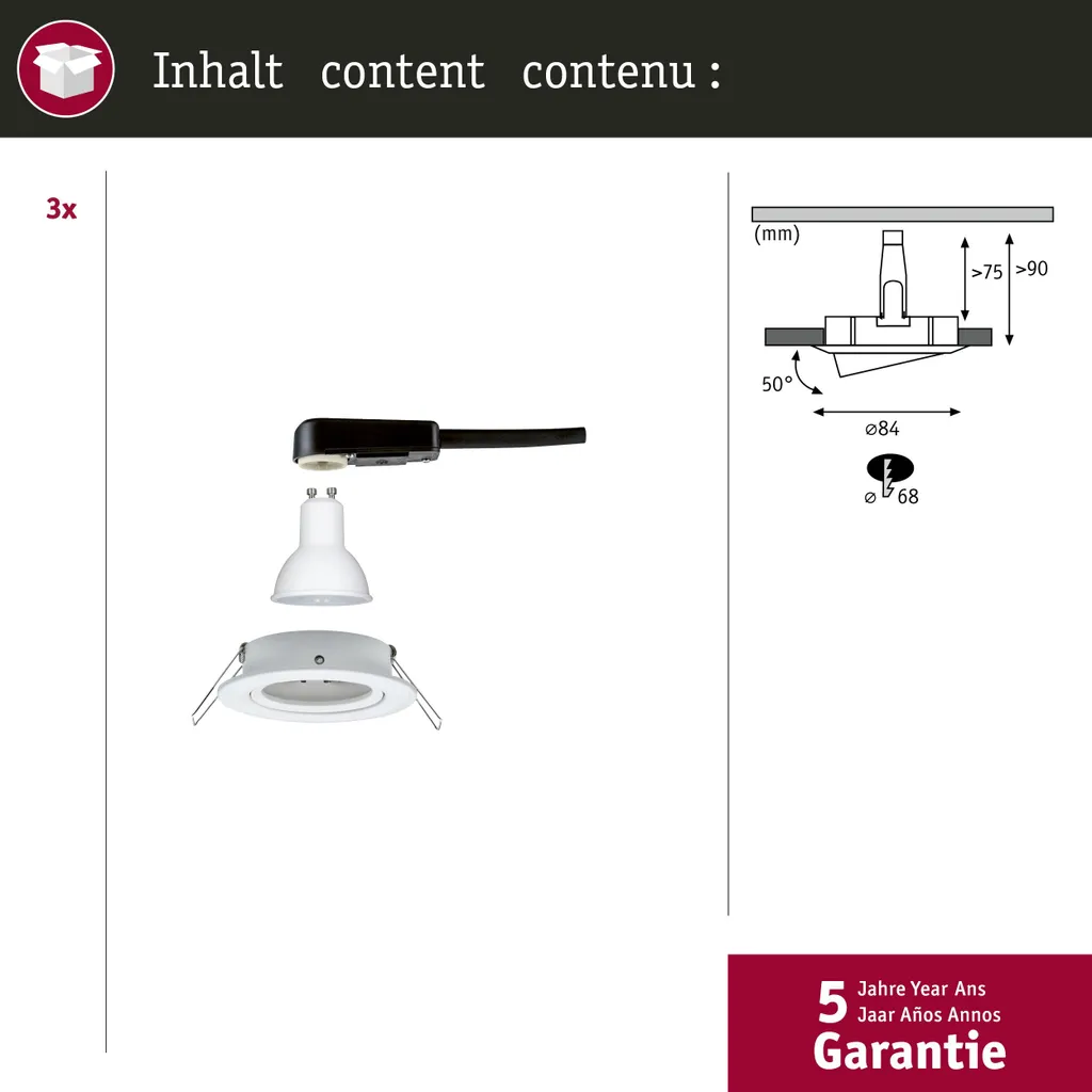 Paulmann Nova LED da Incasso Orientabile - Design Minimal e Luce Calda - 4
