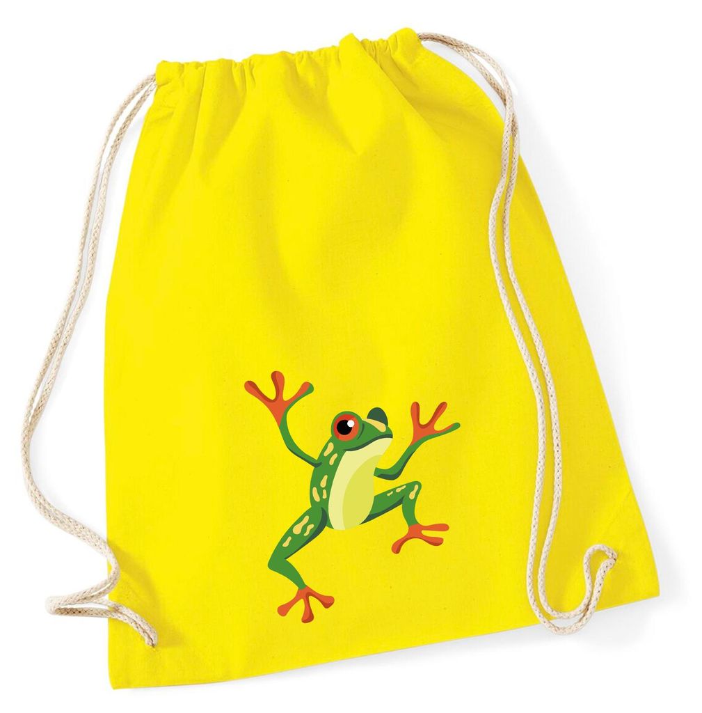 Huuraa Turnbeutel Frosch Comic 12 Liter Yellow Baumwolle Rucksack Geschenkidee