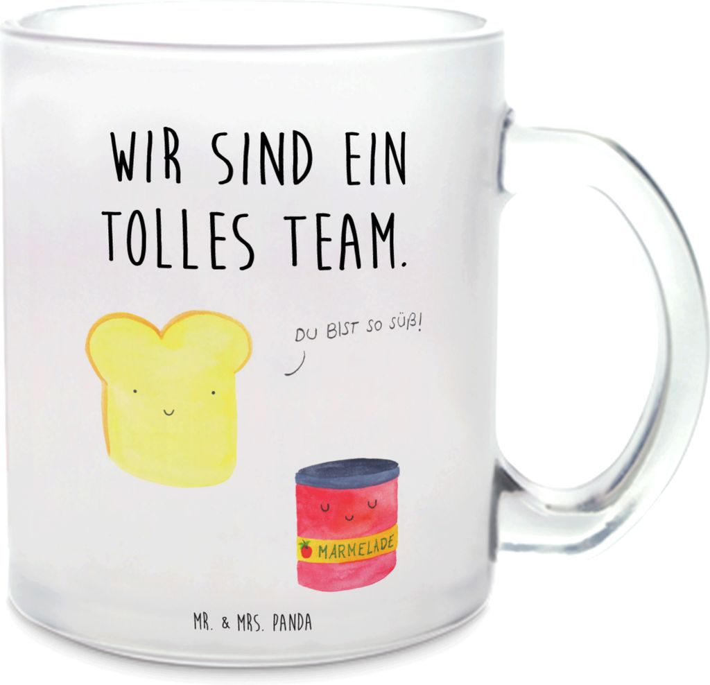Mr. & Mrs. Panda Teetasse Toast Marmelade - Transparent - Geschenk, Teeglas, Pott, Dreamteam, Lustige Sprüche, Küche Deko, Trinkglas, Häferl, To...