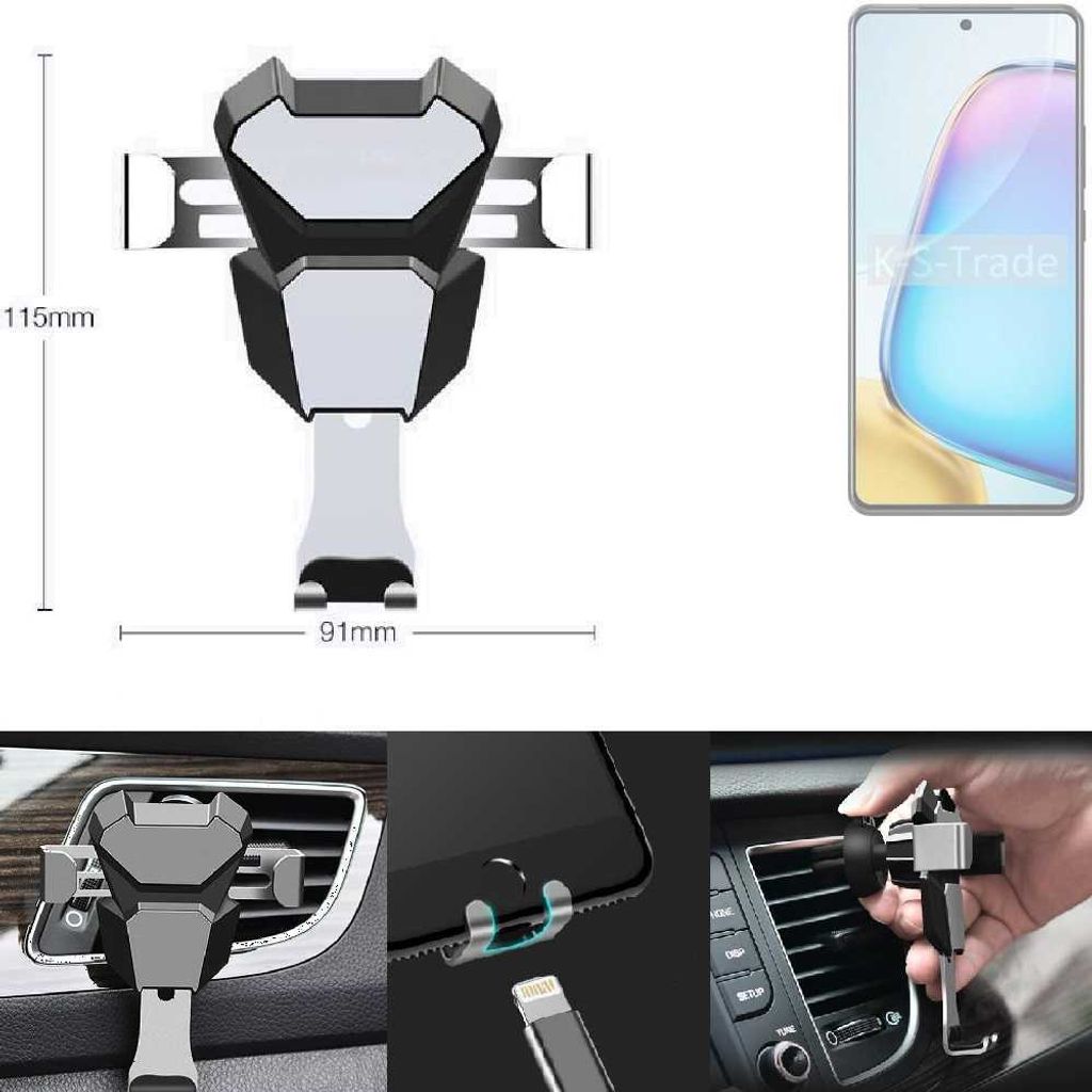 K-S-Trade Lüftungshalterung kompatibel mit Vivo Y200 GT kompakte Handy-Halterung Lüftungsschlitz Lüftungsgitter Autohalterung KFZ Auto-Halterung