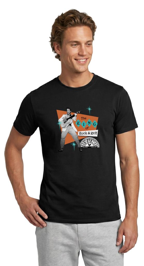 Spreadshirt Elvis Presley The King Of Rock & Roll Männer T-Shirt, M, Schwarz