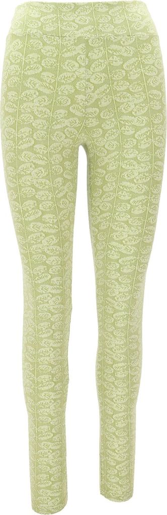 Jacquard Yoga Hose, Yoga Leggings mit Hohem Bund, Bio Baumwoll Leggings mit Muster - Grün, Damen, Baumwolle(Bio),Elasthan, Größe: M