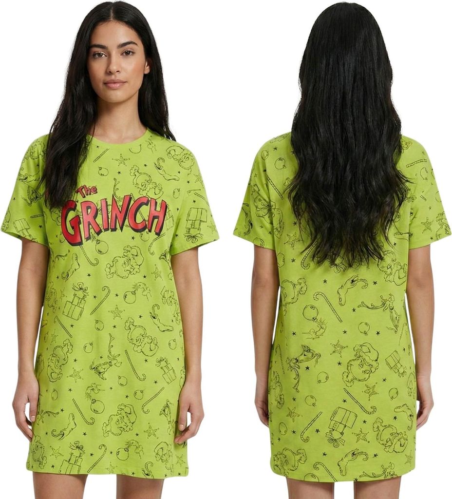 GRINCH Zelená dámská noční košile, bavlněné tričko na Obrázek produktu 