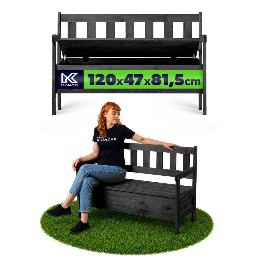 Dřevěná zahradní lavice KADAX s opěradlem 120 cm s boxem, Obrázek produktu 