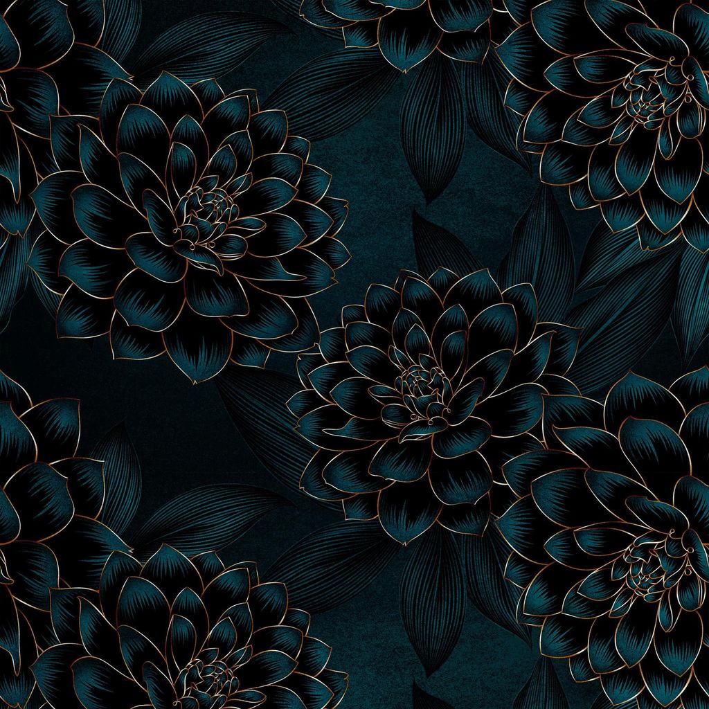 Royal Samt Stoff Polyester Zum Nähen - Motiv dunkle Blumen
