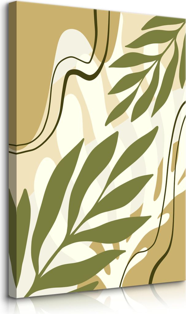 Muralo Leinwandbild Canvas BLÄTTER Pflanzen Natur Boho Wandbild für Esszimmer Br. 30cm x Hö. 40cm