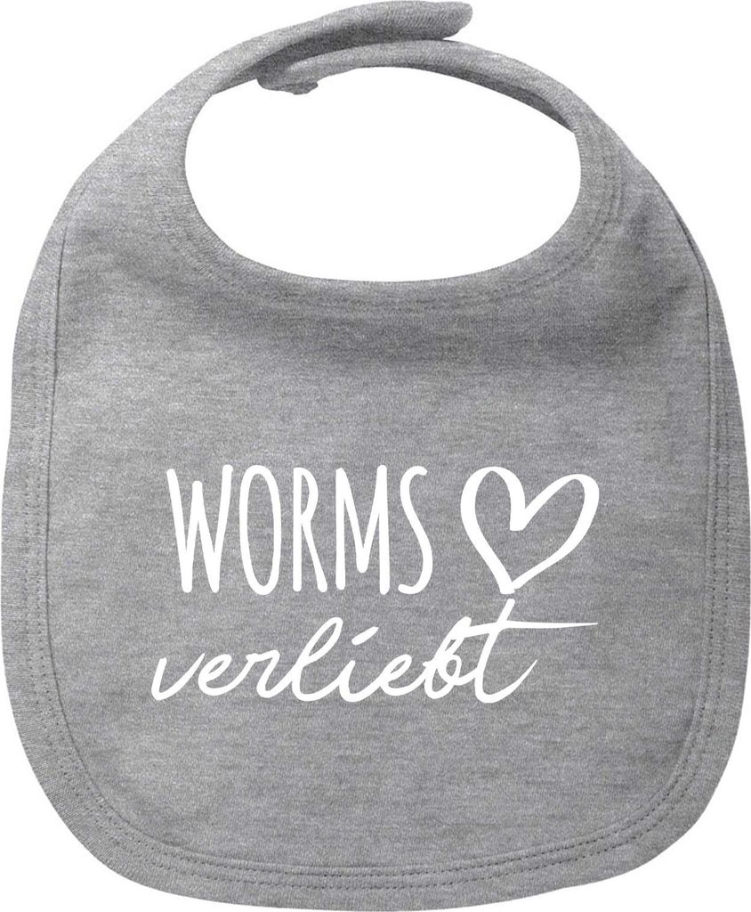 Huuraa Baby Lätzchen Worms verliebt Heather Grey Klettverschluss Baumwolle Latz Geschenkidee