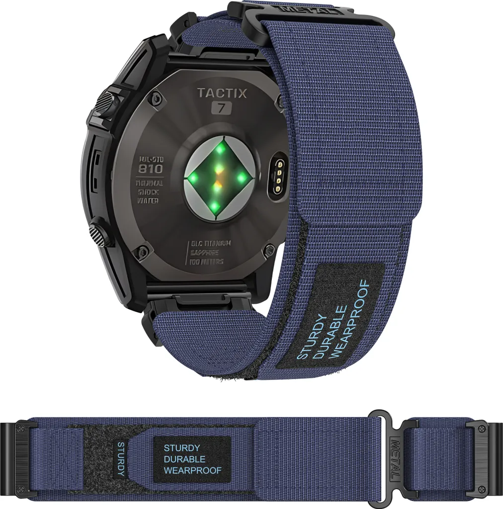 Cinturino Garmin 22mm Nylon Blu | Ideale per Trekking e Sport