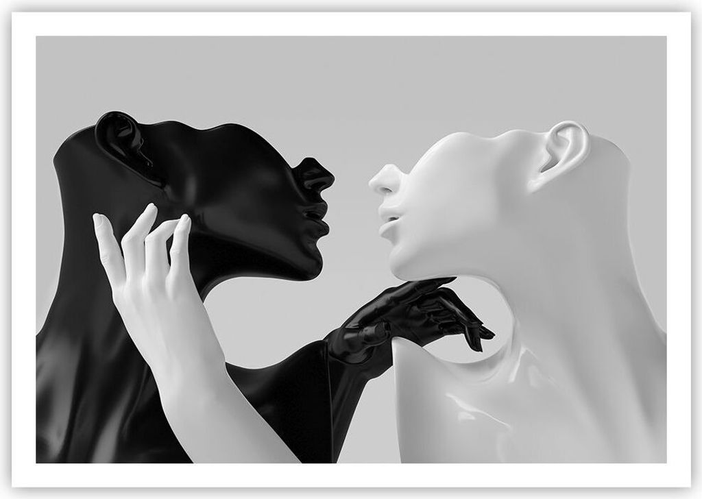 Poster - Poster ohne Rahmen - Schwarz Weiß Statue - 100x70 cm - Wand Bild - Wanddeko - Wandbilder - Kunstposter - Wandposter - Bilder - Kunstdruck...