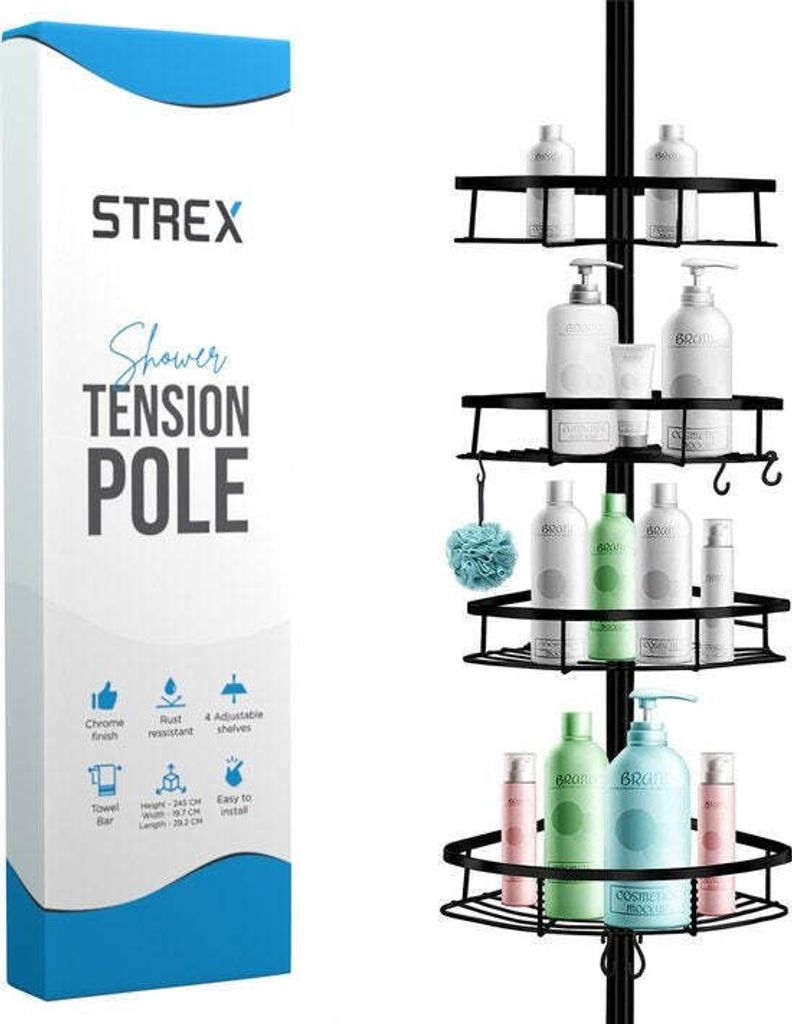 Strex Strex Etagère de douche télescopique noire - Réglable Image du produit 