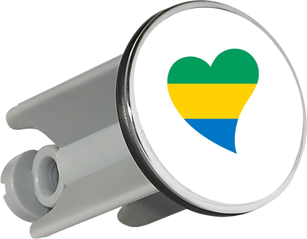 Huuraa Waschbeckenstöpsel Gabun Flagge Herz 4cm höhenverstellbar Abflussstopfen Geschenkidee