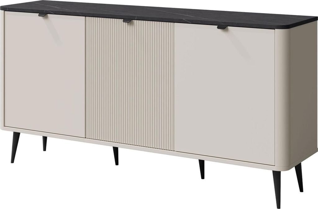 Sideboard Marly Kommode 160x40x82cm Farbe wählbar 3-türig,Kaschmir / Graustein