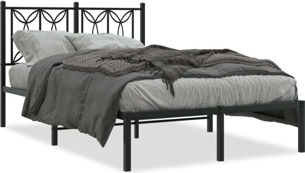 "Rabatt" Bettgestell Komfort - mit Lattenrost - mit Kopfteil Metall Schwarz 120x200 cm - Klassische Betten CC17254