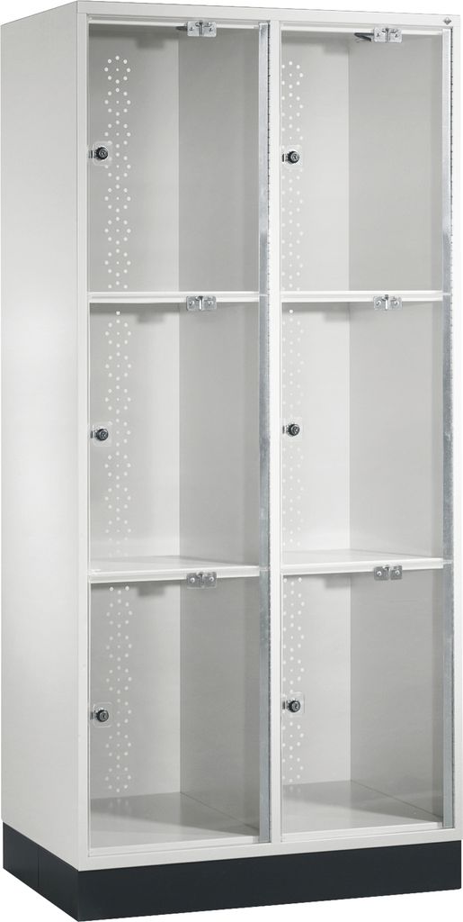 C+P Schließf.schrank 8370A202S10001 Acrylglastüren 1750x820x500mm lgr