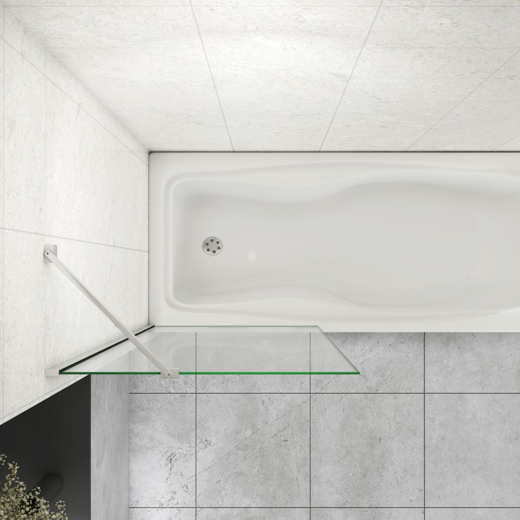 Badwand Frame 80x150 cm 8 mm NANO Glas Mat Zwart Raster