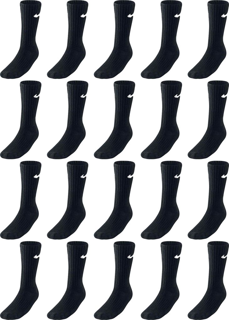 20 Paar Nike Socken Lang - Farbe: 20 Paar schwarz - Größe: 34-38