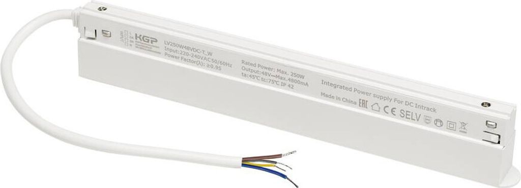 SLV 48V SYSTEM, Intrack LED Treiber, 48VDC, 250W, inkl. 30cm Anschlusskabel für 220-240VAC und DALI-Durchverdrahtung, weiß 1007873