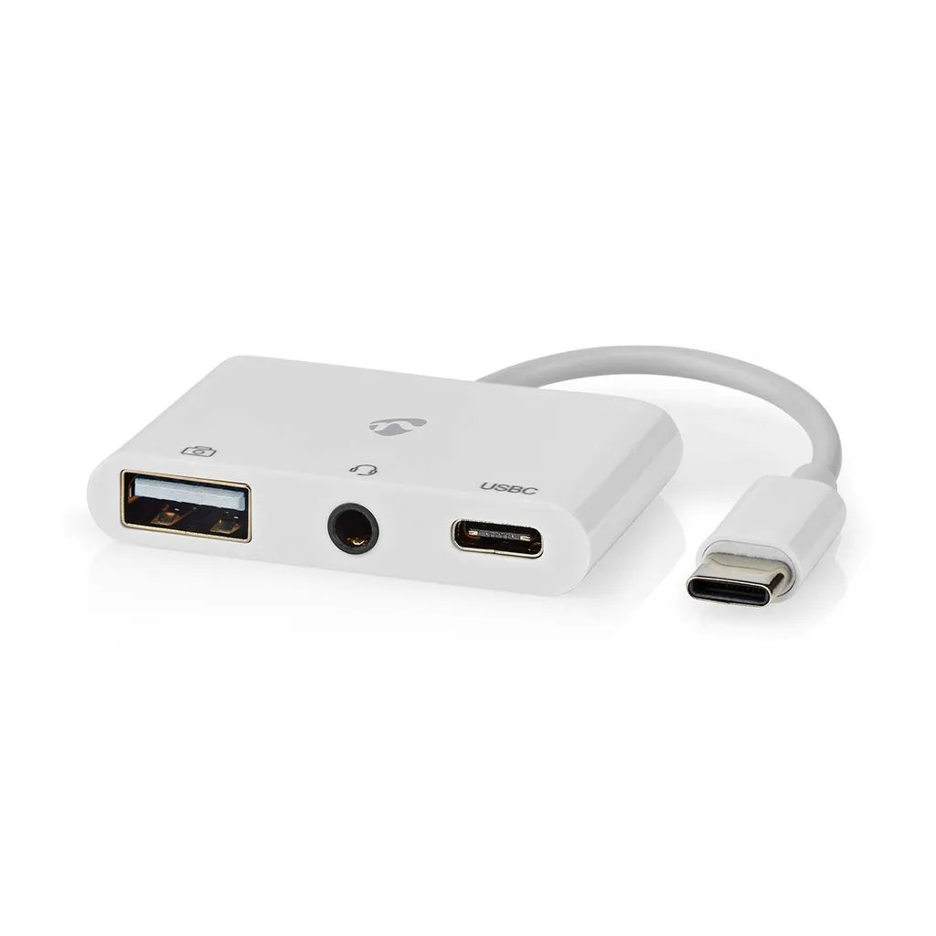 Adattatore USB-C Multiporta per Audio 3.5mm e Dati USB 2.0 Bianco