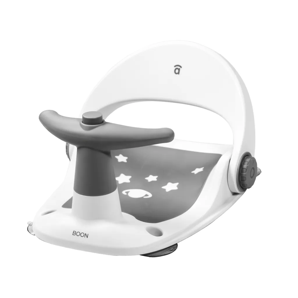 Asalvo BOON Siège de Bain Bébé avec Ventouse - Gris - Sécurité 6-15 mois