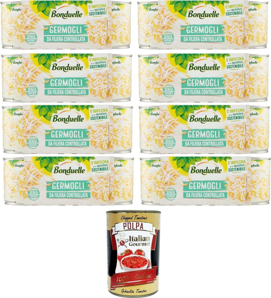 Bonduelle Germogli Di Soia Sojabohnen 8x600g (3x200gr)+ Italian Gourmet Polpa 400g