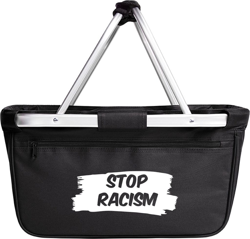 Huuraa Einkaufskorb Stop Racism 20 Liter Black faltbarer Tragekorb Geschenkidee