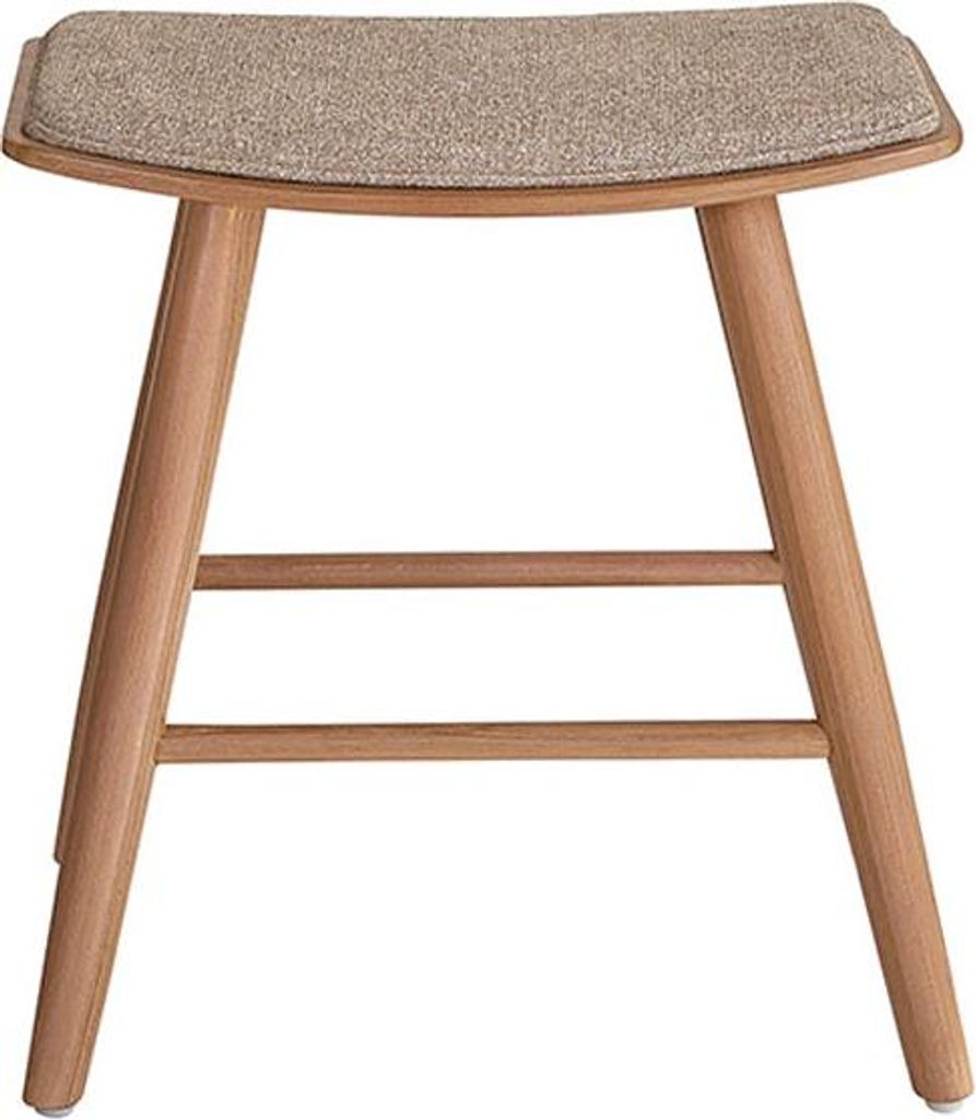 Hocker aus massivem Teakholz und Greige-Samt 45 cm (Kombination aus Grau und Beige)
