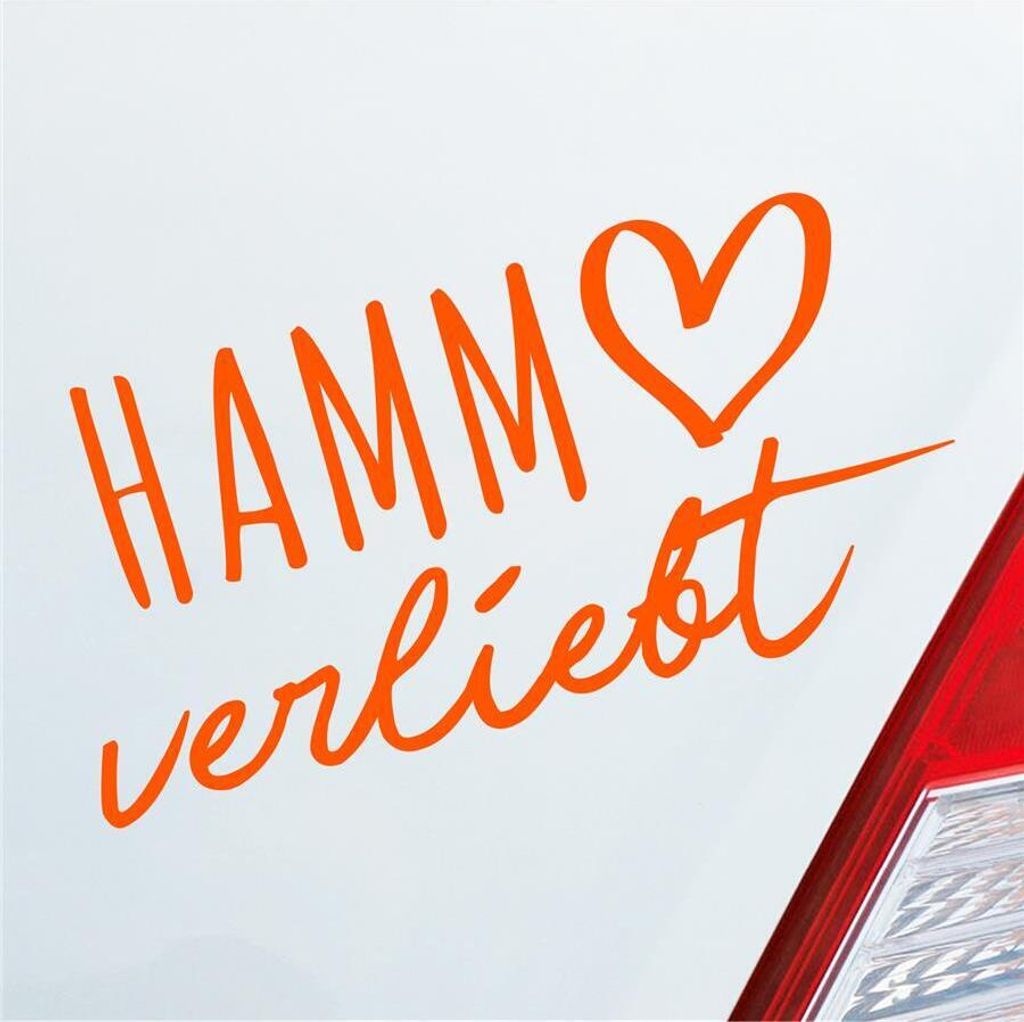 Auto Aufkleber Hamm verliebt Herz Stadt Heimat Liebe Car 19x10 cm Orange Sticker Heckscheibenaufkleber